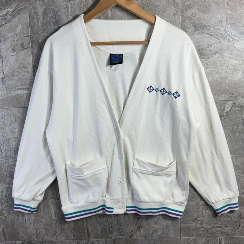 vintage 90s Jantzen cardigan with embroidered logo cardigan Woman's Medium